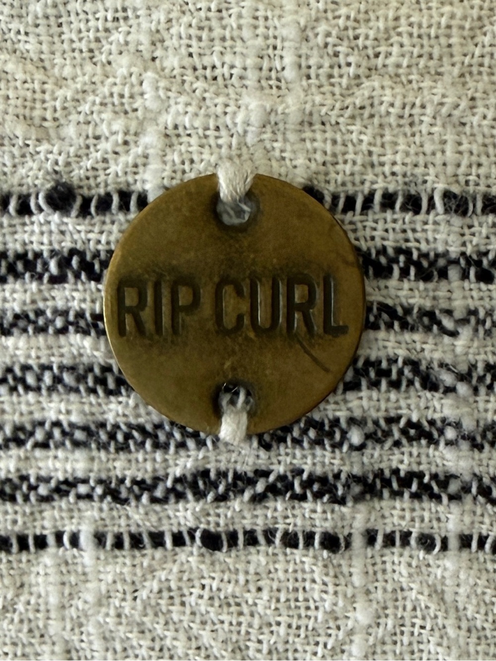 Rip Curl Cream and Black Striped Long-Sleeve Band Collar Shirt - Picture 5 of 9